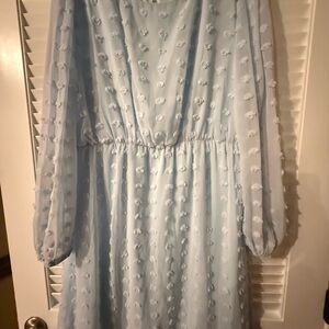 Elegant Light Blue Long Sleeve Dress